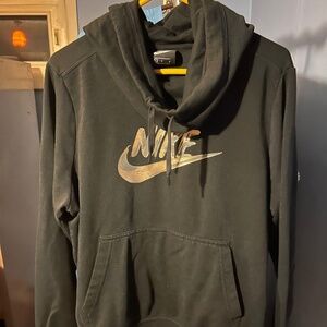 womens Nike large black hoodie with gold lettering